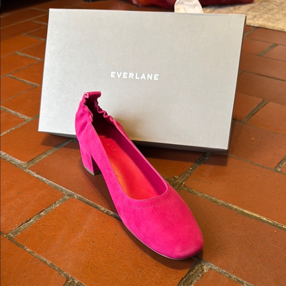 Everlane Pink Suede Low Block Heel Pumps